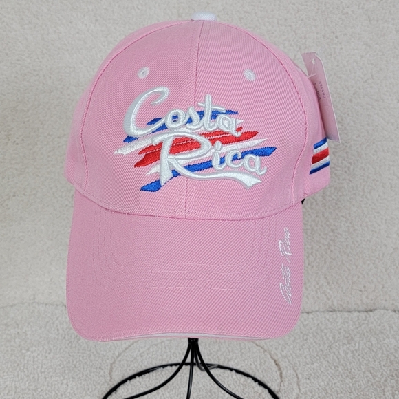 Costa Rica Pink Embroidered Patriotic Ball Cap By Mega Sport NEW - Picture 1 of 11